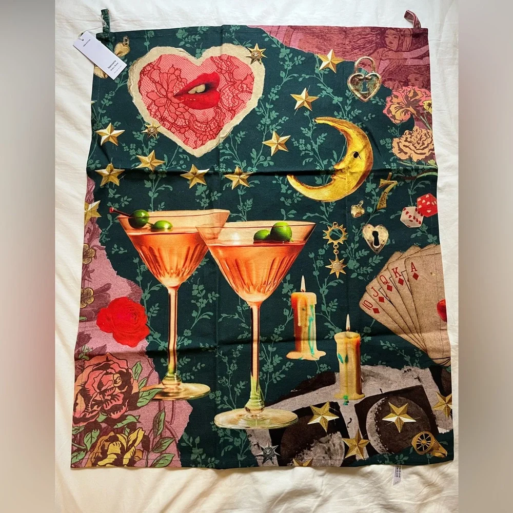 NWT Urban Outfitters Dream Collage Tapestry Floral Stars Moon Martini Print